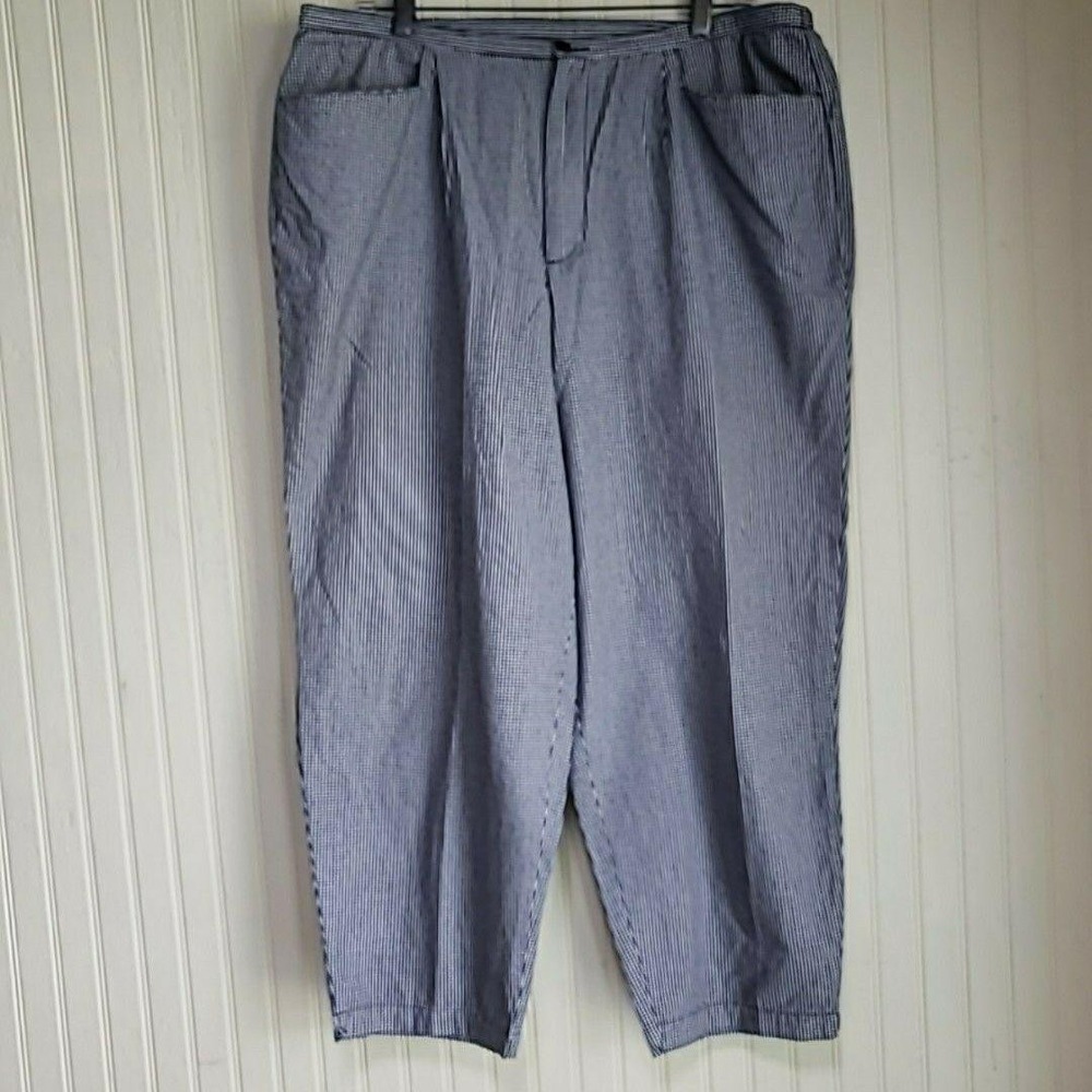 Liz Claiborne Capri Pants Womens 16W Black Check Twill Elastic Waist Casual